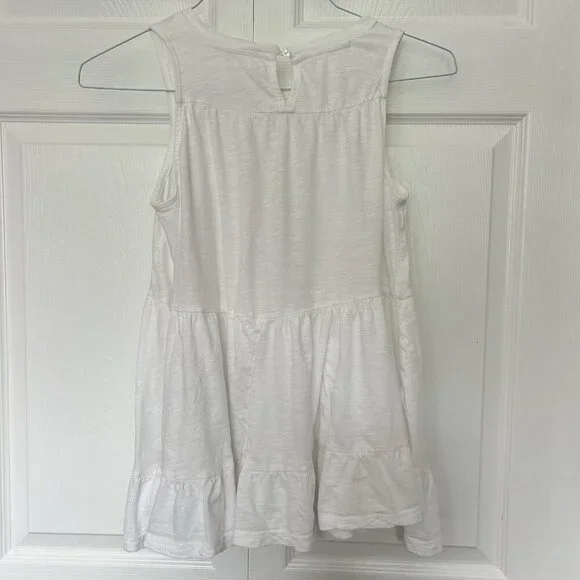 Anthropologie Womens XSP White Flowy Tank Top Sleeveless Summer 100% Cotton - Picture 2 of 7